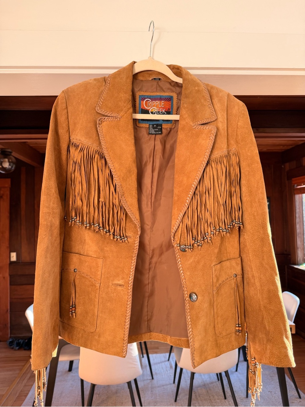 Cripple Creek Women's Brown Suede Fringe Leather Jacket